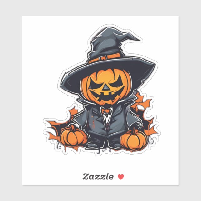 Sticker Décor d'automne Citrouille d'Halloween (Feuille)