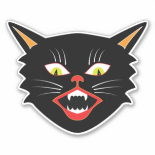 Sticker Décor d'Halloween vintage Chat noir III