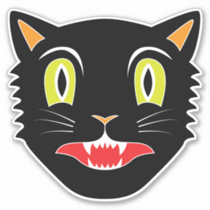 Sticker Décor d'Halloween vintage Chat noir VII