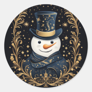 Sticker décoratif Casquette bleu Snowman or