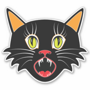 Sticker Décoration vintage Halloween Chat Noir II