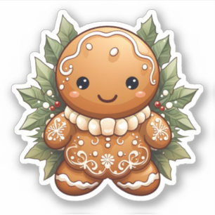 Sticker Décorations de Noël Pain D'Épice Cuit Avec Amour