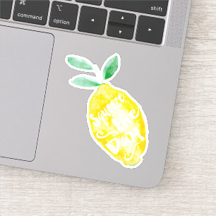 Sticker Découper le jour jaune citron citation aquarelle
