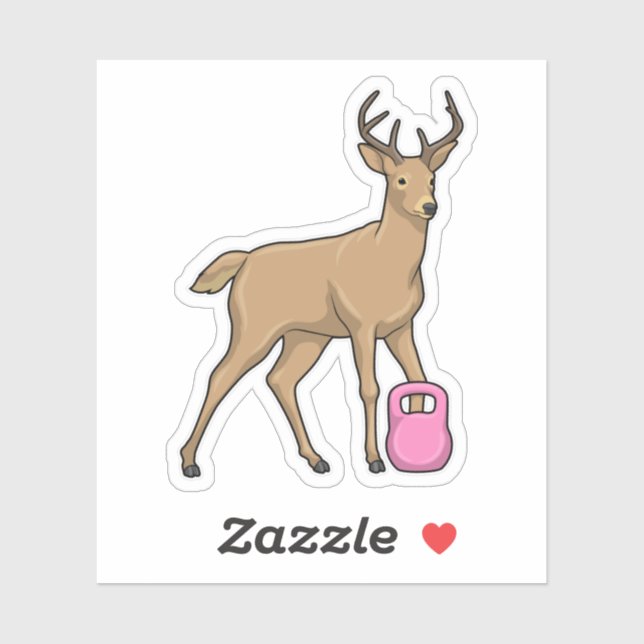 Sticker Deer Fitness Dumbbell (Feuille)