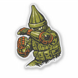Sticker Défenseur de la rue Okra — Combat de défense rétro