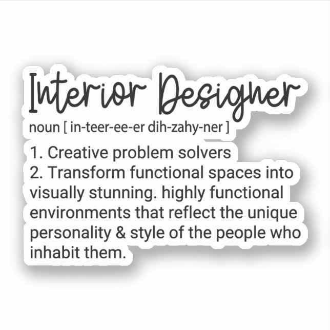 Sticker Définition du concepteur d'intérieur, Design d'int (Devant)