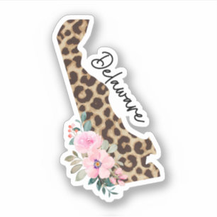 Sticker Delaware Empreinte de léopard D'État Avec Fleurs