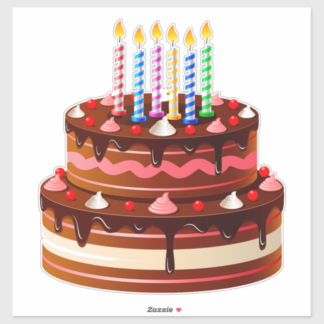 Sticker Délicieux gâteau au chocolat d'anniversaire avec b (Feuille)