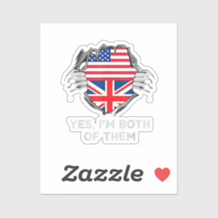 Sticker Demi-Américain Moitié Anglais USA Angleterre Drape