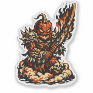 Sticker Démon de feu chili Halloween — Guerrier rétro somb