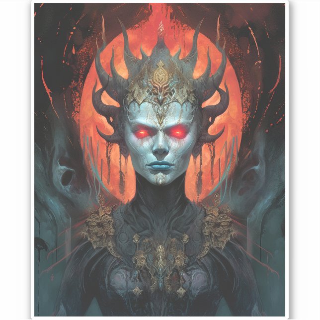 Sticker Demon Queen Dark Goddess Imaginaire Art (Devant)