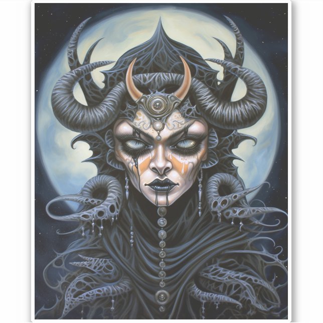 Sticker Demon Woman Queen Dark Imaginaire Art (Devant)