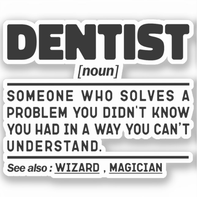 Sticker Dentist Noun Doctor Cool Dental Team Funny Student (Recto)