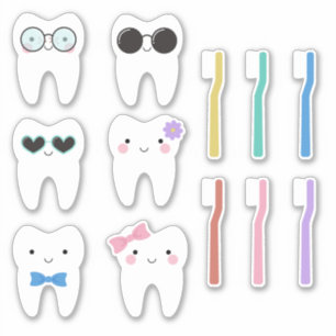 Sticker Dents mignons Avec Personnalités Différentes Enfan