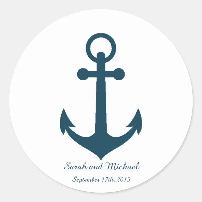 Sticker d'enveloppe blanche et bleue marine Ancre  (Devant)