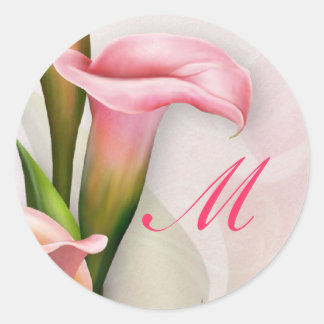 Sticker d'enveloppe de Monogramme rose Calla Lily