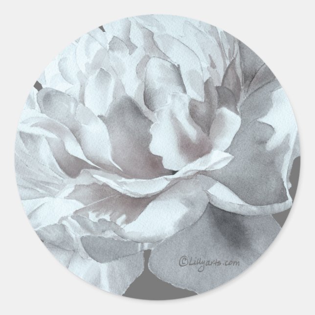 Sticker d'enveloppe Mariage cool Grey Peony (Devant)