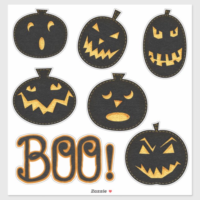 Sticker Déplaisant Cute Black Felt Look Éffrayant Citrouil (Feuille)