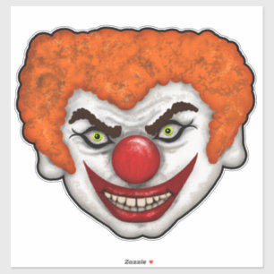 Sticker Déplaisant visage de clown à cheveux orange   Cher