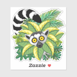 Sticker Des lémuriens de Madagascar dans la jungle exotiqu