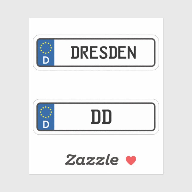 Sticker Desden kennzeichen, Plaque allemande d'immatricula (Feuille)