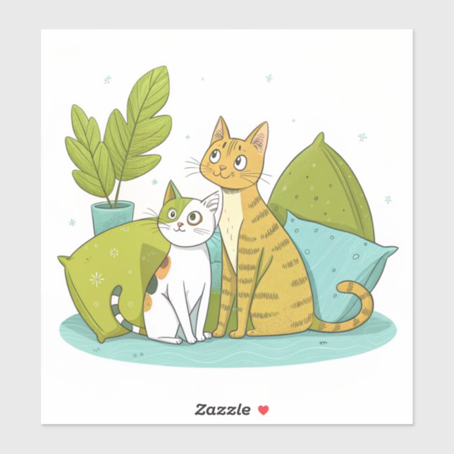 Sticker Design Chat Cute (Feuille)