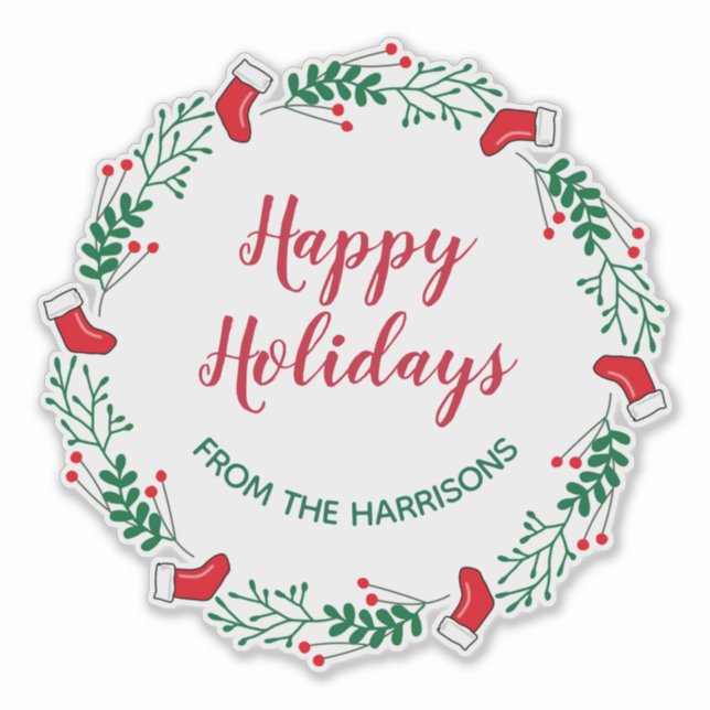 Sticker design de couronne de Noël Étiquette (Devant)