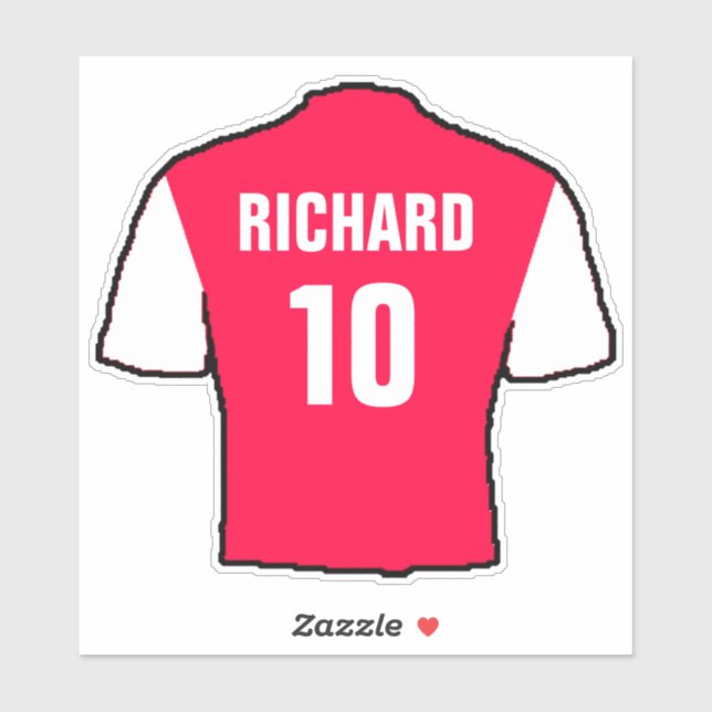 Sticker Design de maillot de football en rouge et blanc. (Feuille)
