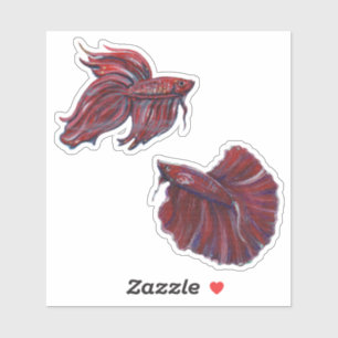Sticker Design de poisson betta rouge par Renee Lavoie
