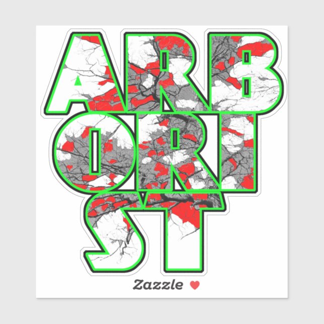 Sticker Design de texte Cool arboriste vert et rouge (Feuille)