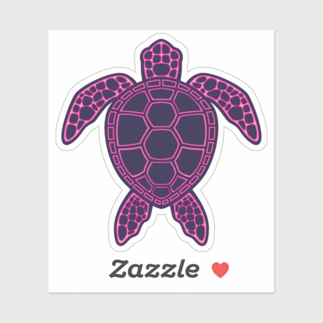 Sticker Design de tortue marine rose chaud (Feuille)