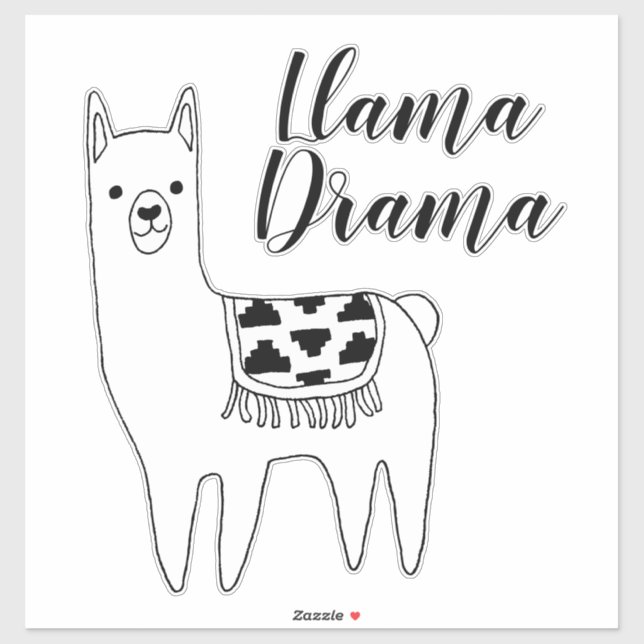 Sticker Design moderne Llama Croquis Llama Drama Script (Feuille)