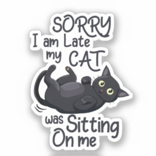 Sticker Désolé, je suis en retard - Règles pour chats !