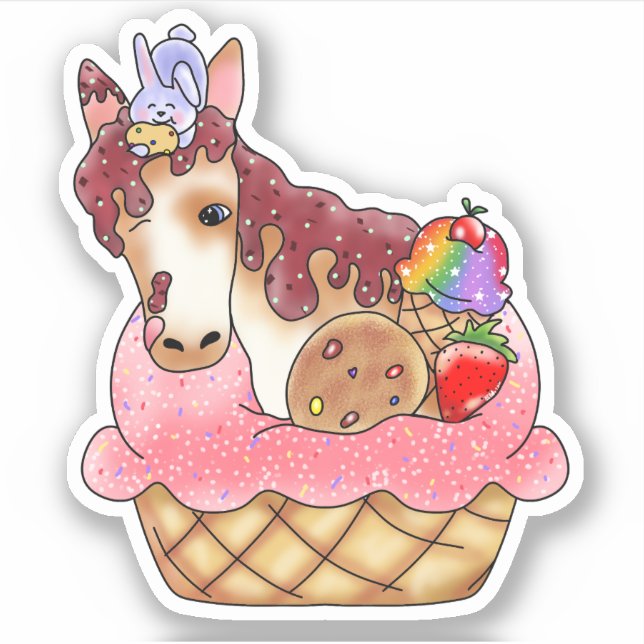 Sticker Dessert Cheval & Bunny Cupcake | (Devant)
