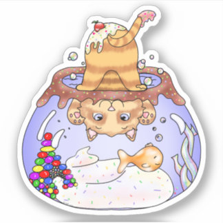 Sticker Dessert Kitty Fish Bowl