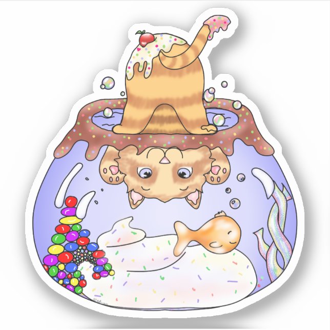 Sticker Dessert Kitty Fish Bowl (Devant)