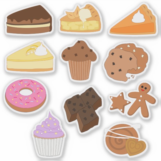 Sticker Desserts sucrés, pâtisseries, pâtisseries et gâtea (Devant)
