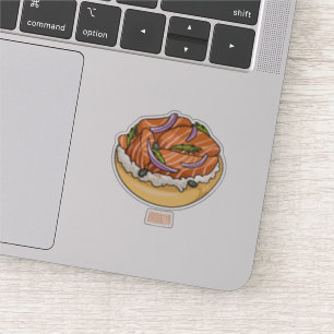 Sticker dessin animé de bagel saumon