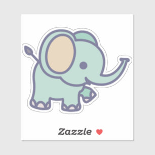 Sticker Dessin animé d'éléphant bébé mignon-47767
