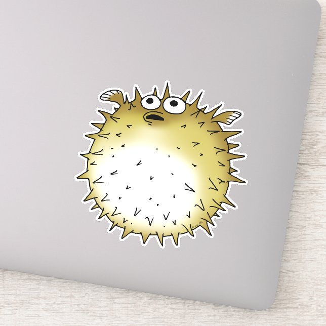 Sticker dessin animé drôle de poisson ballon (Détail)