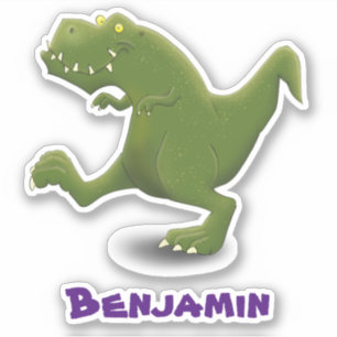 Sticker Dessin animé d'un T rex dinosaure drôle humour