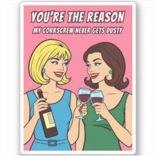 Sticker Dessin animé rétro vintage humour vin humour Meill