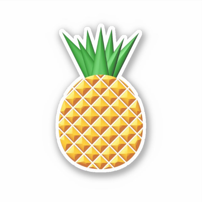 Sticker Dessin D'Ananas En Jaune Et Vert (Devant)