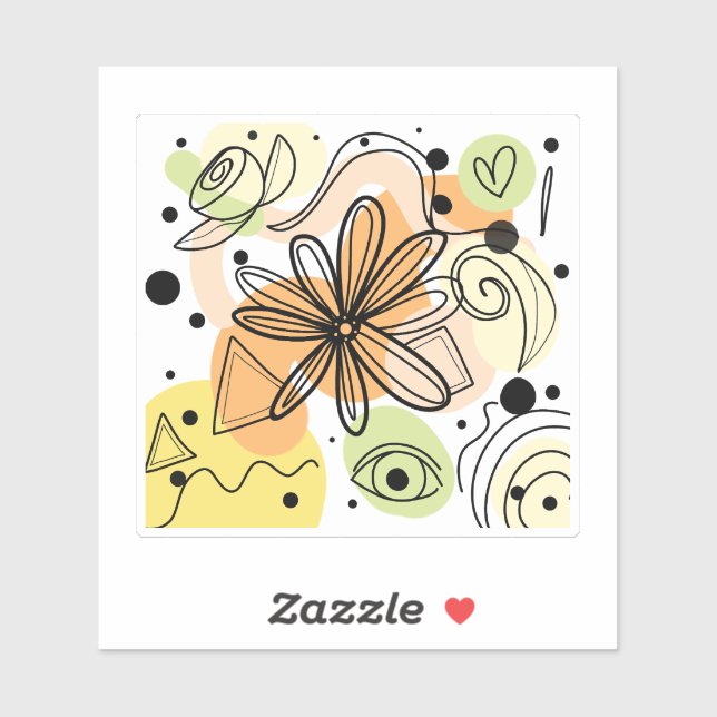 Sticker Dessin d'art Abstrait coloré (Feuille)