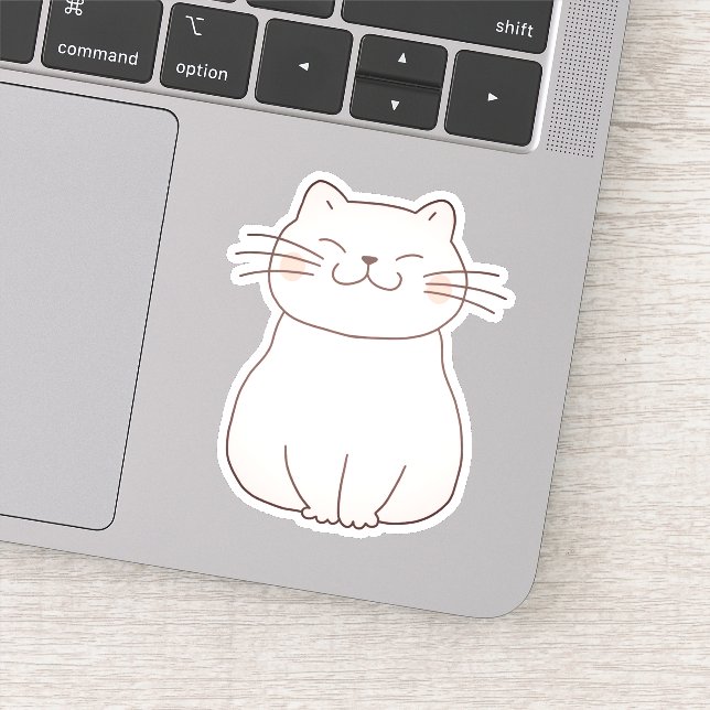 Sticker Dessin de chat rose joli sourire (Détail)