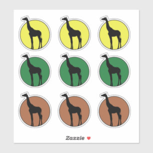 Sticker Dessin de girafe dans des cercles jaunes, marrons 