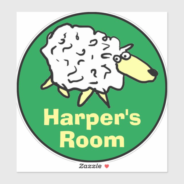 Sticker Dessin de mouton amusant sur la porte de la chambr (Feuille)