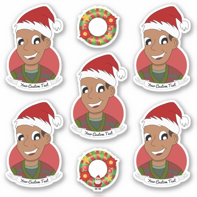 Sticker Dessin de Noël pour un jeune Africain Américain (Devant)