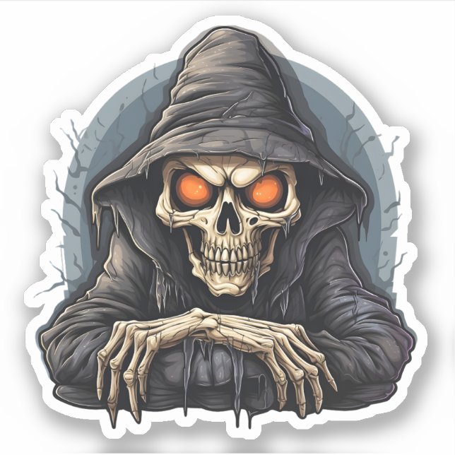 Sticker Dessin d'Halloween Squelette Aquarellé (Devant)