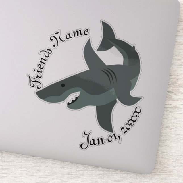 Sticker Dessin d'un grand contour de requin blanc effrayan (Détail)